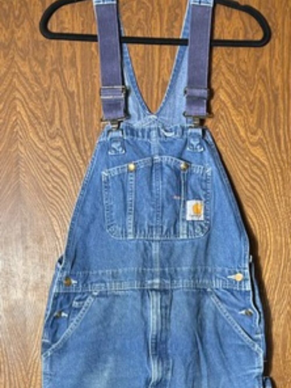 Carhartt Overalls Mens Sz 36 x 36 Blue Denim Workwear Bib Overalls 100% Cotton